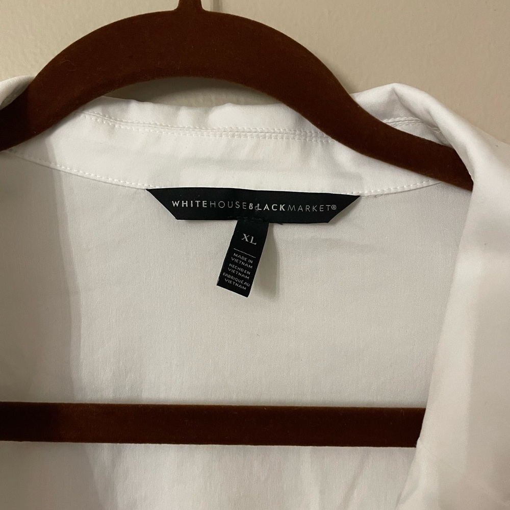 WHBM XL white Eyelet Poplin Tie Front shacket - Picture 6 of 9
